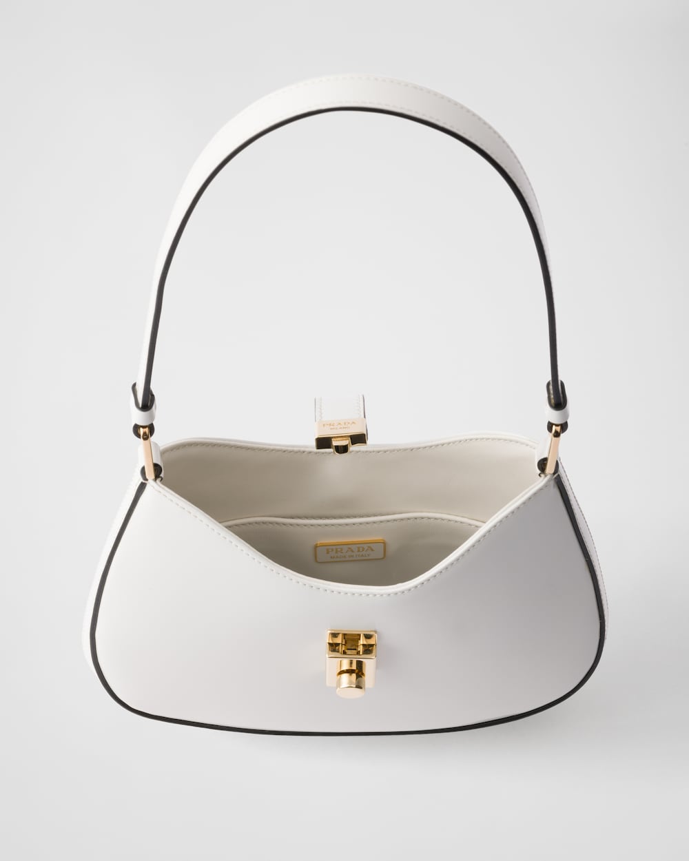 Prada Cleo Brushed Leather Shoulder Bag With Clasp Closure - Image 4
